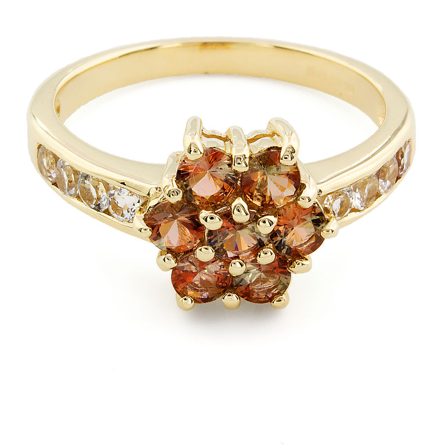9ct gold Real Stones Cluster Ring size N
